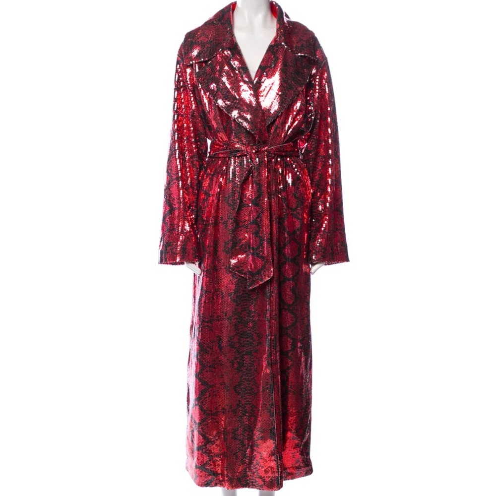 ADIDAS x IVY PARK Trench Coat / Overcoat 'IVP Sequin Duster' - Red/Black XL - Picture 10 of 12
